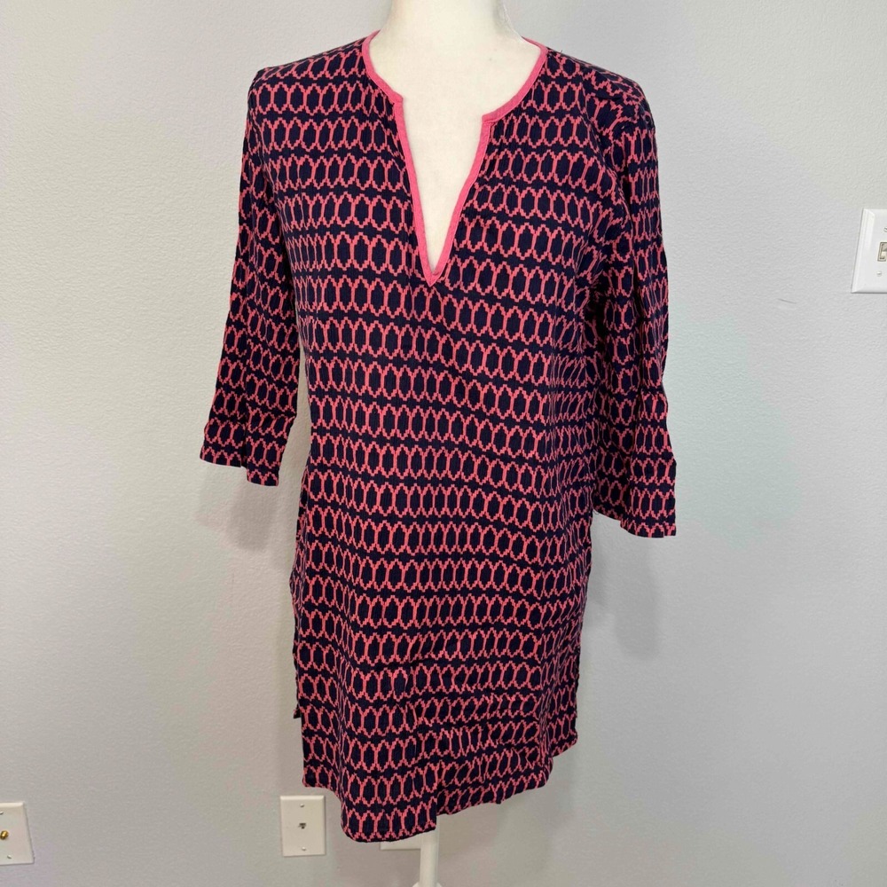 J.Crew Women's Tissue Tunic Cotton V-neck 3/4 Sleeve Lightweight Multi Sz Medium